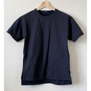 Lululemon Cut Above Tee Womens Size 4 Heathered Navy Terry Knit Top Athleisure